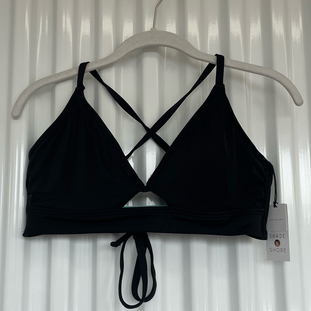 NWT Shade & Shore Black Crisscross Swim Top